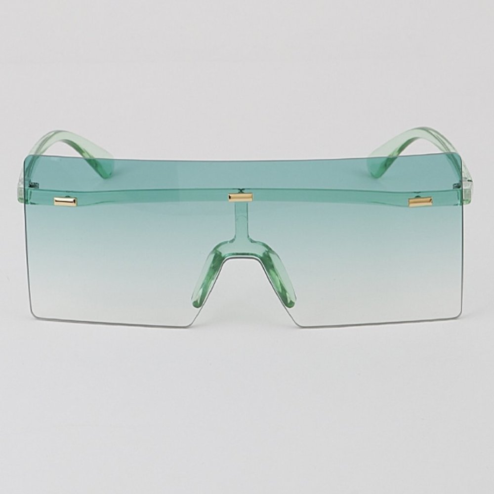 Oversized Colored Lens Square Flat Top Sunglasses - Picture 2 of 6